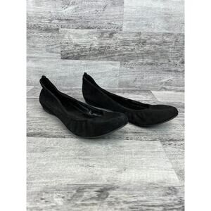 Audrey Brooke Black Suede Ballet Flats Womens Size 9M Comfort Slip-On Shoes